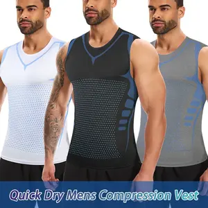 Menswear Sleeveless Compression Body Shaper Shapewear Sports Shirt Quick Dry Vest Breathable Lightweight Dry Fit Workout Tank Top Adjustable Exercise Vest for Gym & Casual Wear Clothes