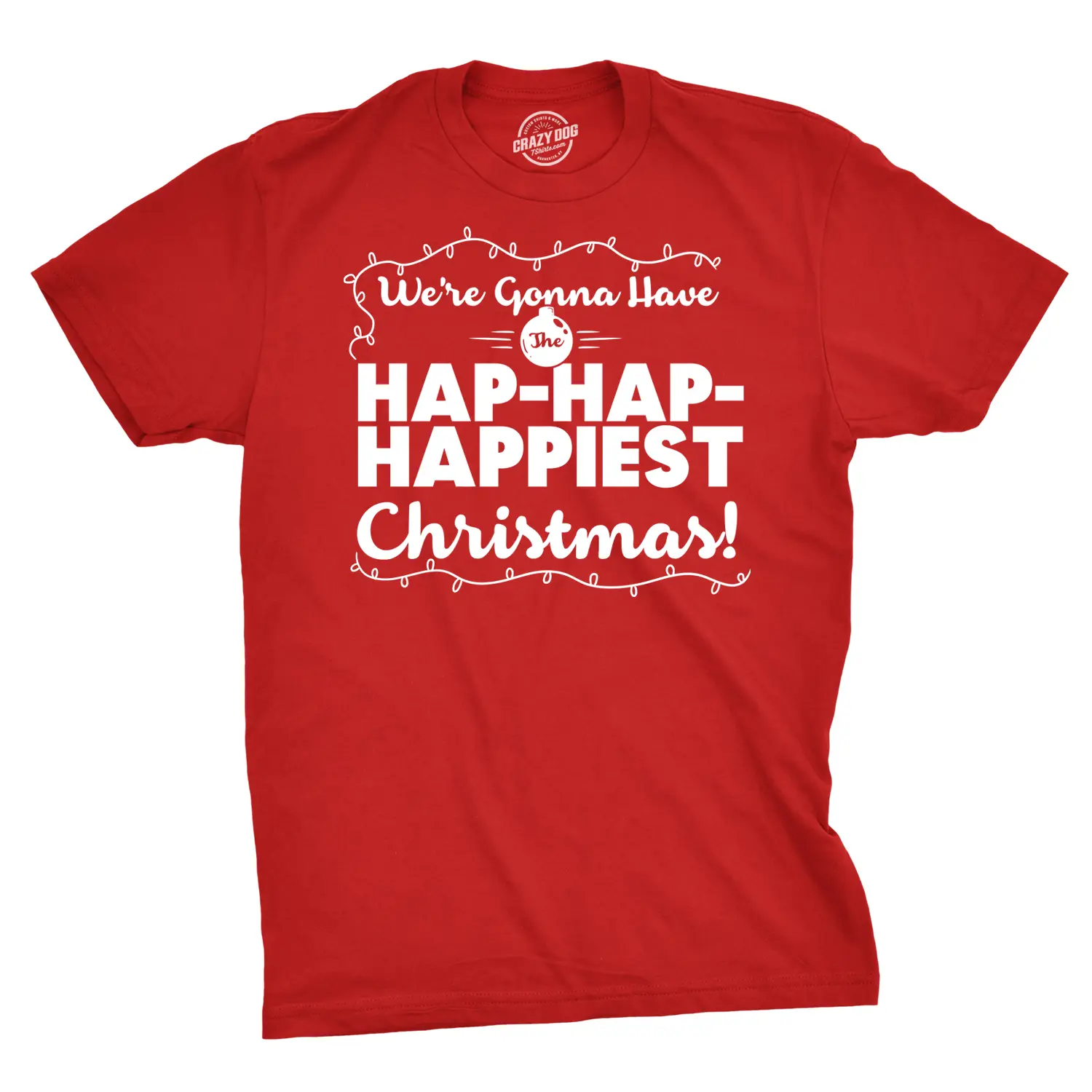 Mens Hap Hap Happiest Christmas Graphic Novelty Sarcastic Xmas Cool T shirt Mens Funny T Shirts Cool Vintage Fashion T-Shirt Gift Classic Menswear Christmas Apparel for Men Novelty Tees for Guys Red