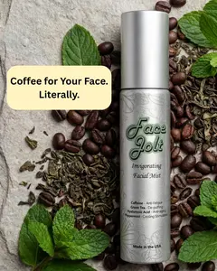 Face Jolt Invigorating Facial Mist - Caffeine & Peppermint Infused Hydrator with Hyaluronic Acid for Instant Revival & Cooling Sensation - Moisturizer