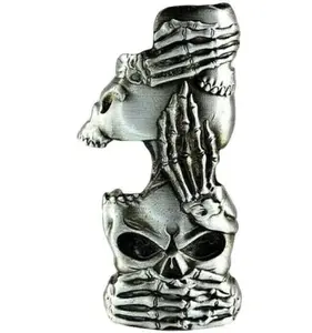 Metal Lighter Case Cover Lighter Pouch Fits Bic Lighter Standard Size J6 Design In skull