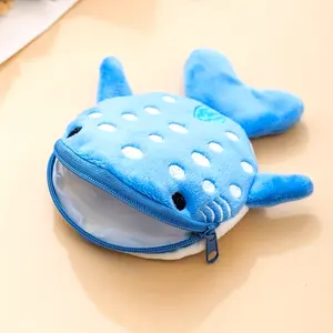 1PC Cartoon children's shark coin purse, plush zipper bag, Funny Bag, Squishy Bag, data cable packaging, accessories, pendants, small gifts