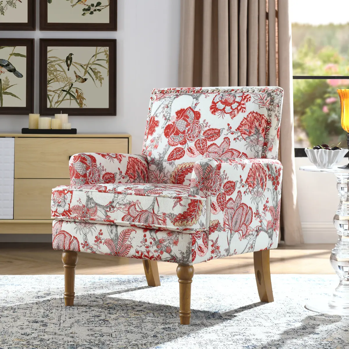 Red + Wood+Fabric + 1 Seat