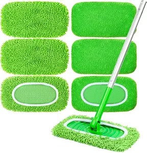 6-Pack Reusable Microfiber Mop Pads for Swiffer Sweeper - Dry & Wet Sweeping Cloths, Washable Wet Pads Refill for Multi-Surface/Hardwood Floor Cleaning, Water Absorbent, Eco-Friendly
