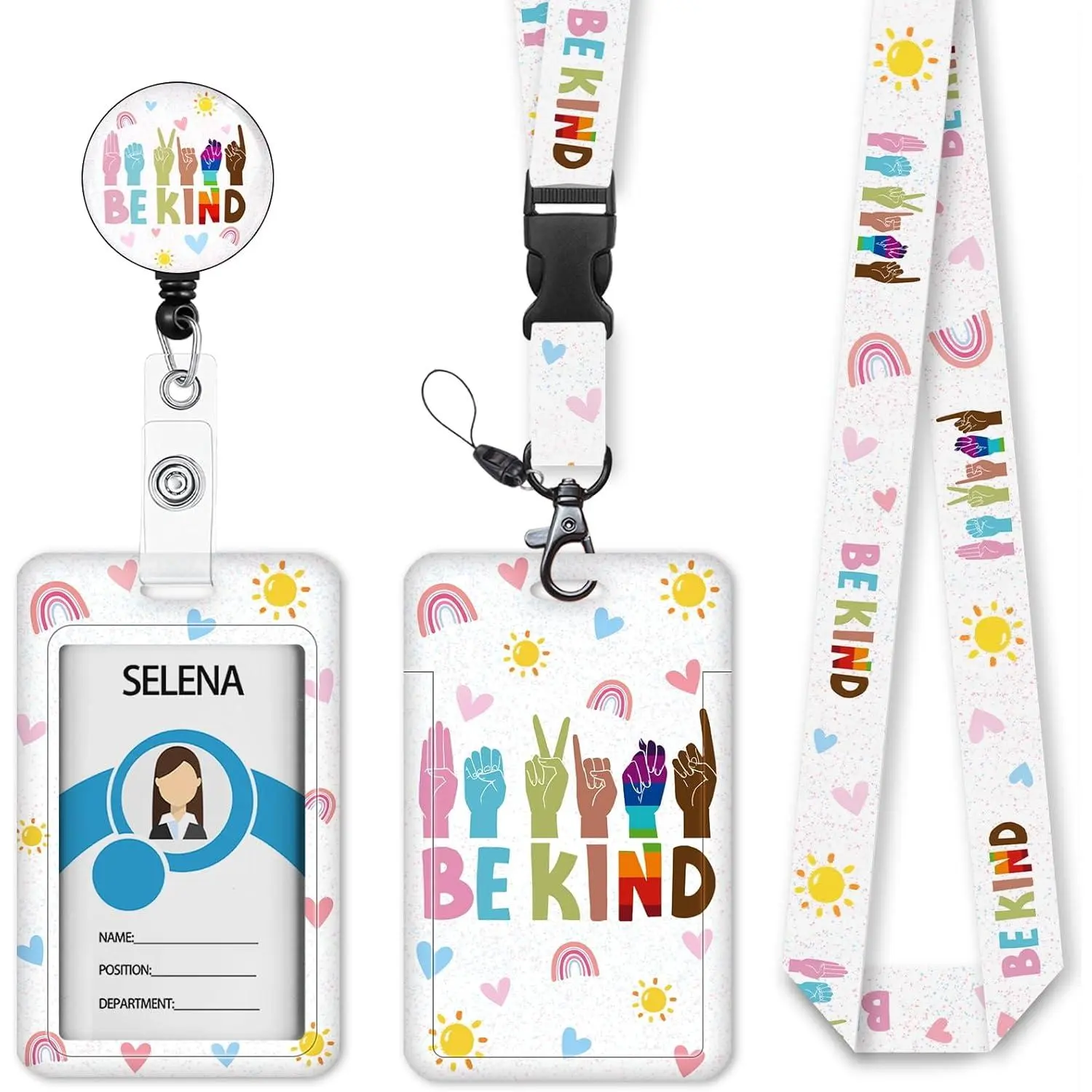 BY-KC149 ID Badge Holder with Breakaway Lanyard, Lanyards for ID Badges Name Tags ID Card Holder, Cute Badge Reel Badge Clip Retractable, Autism Awareness Gifts
