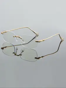 Unisex Frameless Metal Mirror, Anti-Blue Light Function, Alloy Frame, Business Style, Suitable for All Seasons, Single Pack, Stylish Protective Glasses