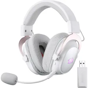 Redragon H510 PRO 3-Mode RGB Gaming Headset - 7.1 Surround Sound - 53MM Audio Drivers in Memory Foam Ear Pads w/Durable Fabric Cover- Multi Platforms Headphone - USB Powered for PC/PS4/NS, Pink & White
