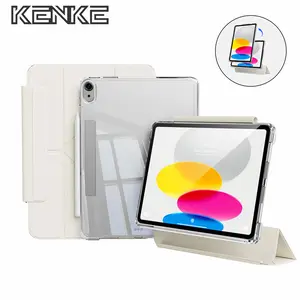 KENKE Clear Tablet Case, Tablet Protective Cover, 2-in-1 Detachable Acrylic Case with Clasp and Pencil Bag for iPad 10th Gen, Mini 6/7, A17 Pro, M2 Air6, Air 4th/5th Gen, iPad Pro 11 (2020-2022), Gen 7/8/9 (10.2) White
