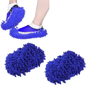 Home Mop Sweep Floor Cleaning Duster Cloth Housework Soft Slipper SY (1 Pair/Blue)