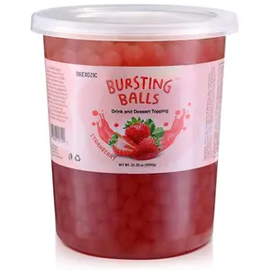 HOT! BREXONIC Strawberry Boba Pearls Popping Bursting Boba, Tapioca Pearls For Bubble Tea, No Artificail Colors (2 LB 1 Pack)