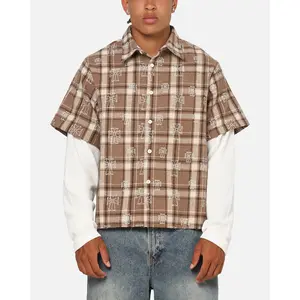 Saint Morta Sanctuary Layered Button Up Shirt Brown