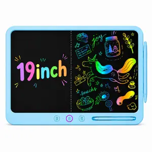 HKOJP 19-in Blue Dual-Screen Digital LCD Writing Tablet - Multifunction Graphics Tablet, ADHD Sensory Toy for Quiet Time Focus, Split-Control Erase Board