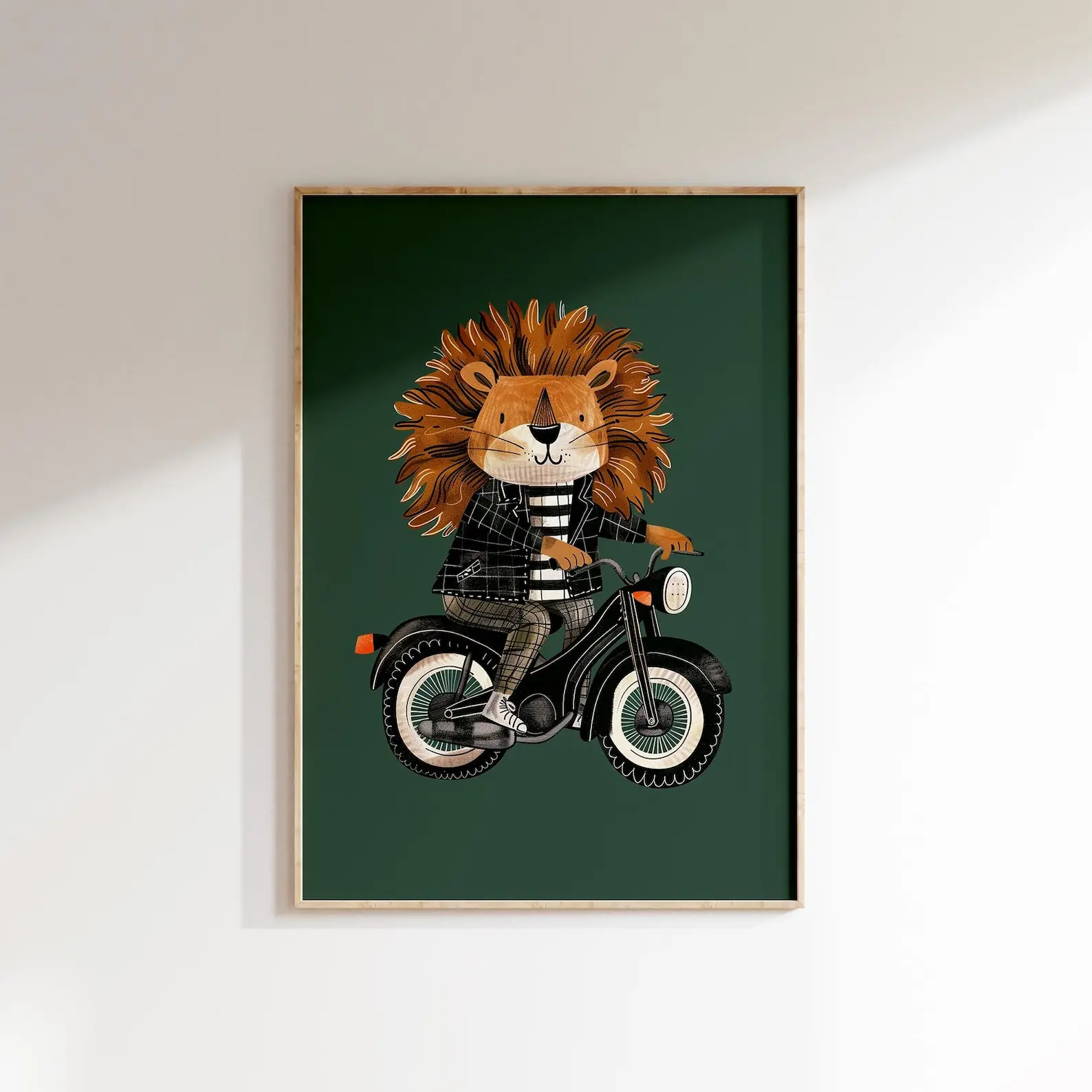 Lion On Motorcycle Nursery Art Animal Wall Art Modern Kids Room Decor Baby Room Poster Playroom Art Boys Room Decor
