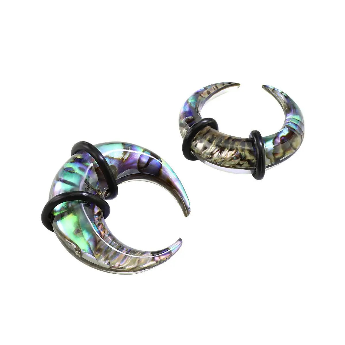 Zaya Body Jewelry Pair Shell Pinchers Horseshoes 00g 0g 2g 4g 6g 8g Ear Plugs Tapers septum gauges