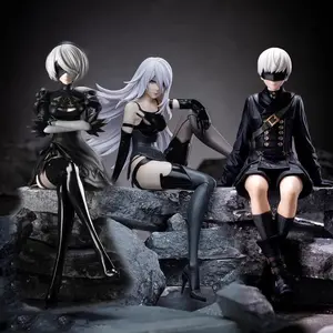 2B 9S A2 Sitting Pose Anime Figure from NieR Automata, Bishoujo Model, PC Case & Car Decor, Anime Peripheral Figurine
