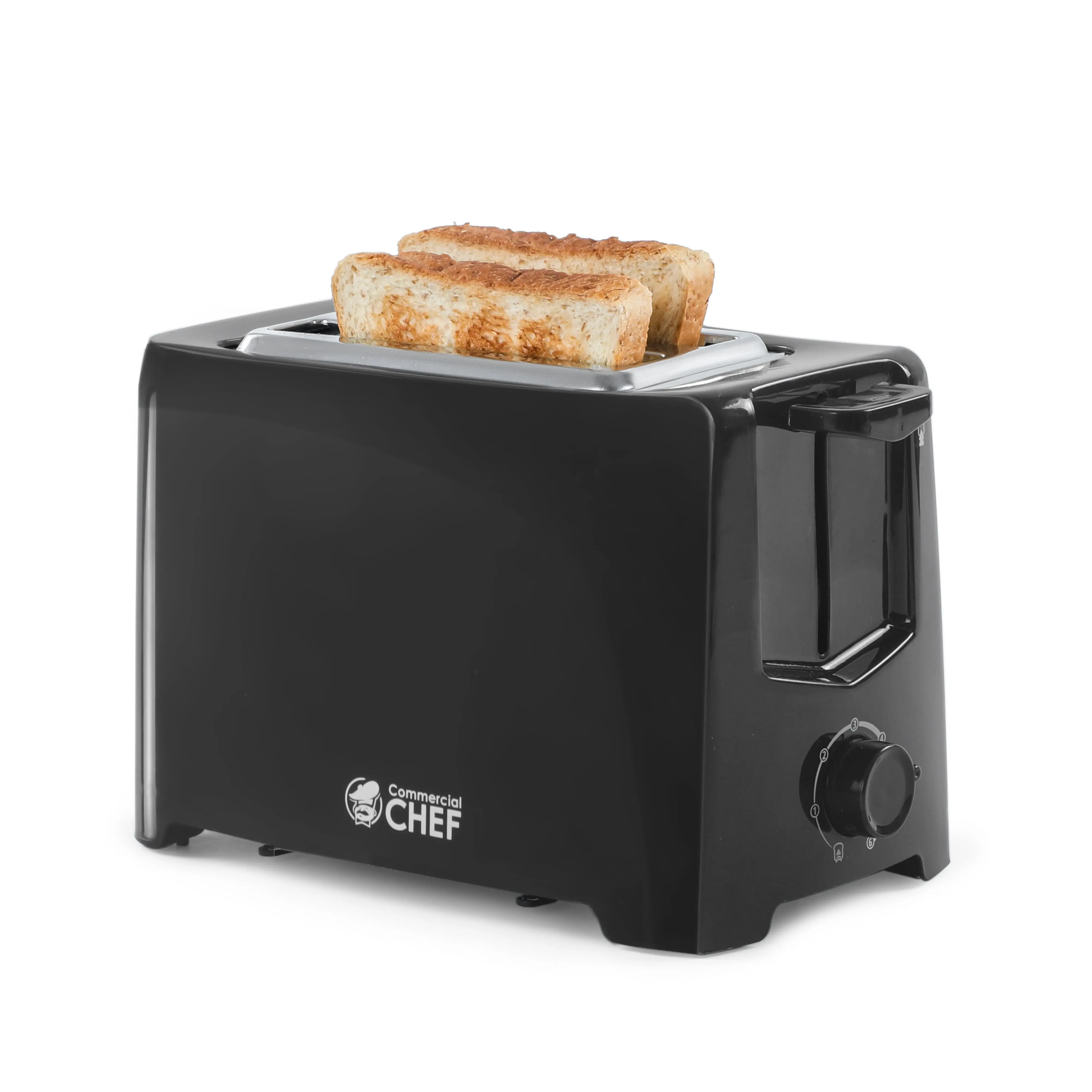 Commercial Chef 2-Slice Toaster, Extra Wide Slots, Variable 6 Setting Shade Control, Cool Touch Housing, 700 Watts, CCT2201B, Black