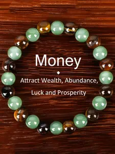 1pc Money Attraction Bracelet, Tiger Eye Green Aventurine Natural Bracelet, Luxury Jewelry Bracelet, Blue Friendship Beaded Jewelry, Protection Bracelet, Encouragement Gift, Natural healing crystal, Colorblock Beaded Crystal Bracelet, Lucky Bracelet