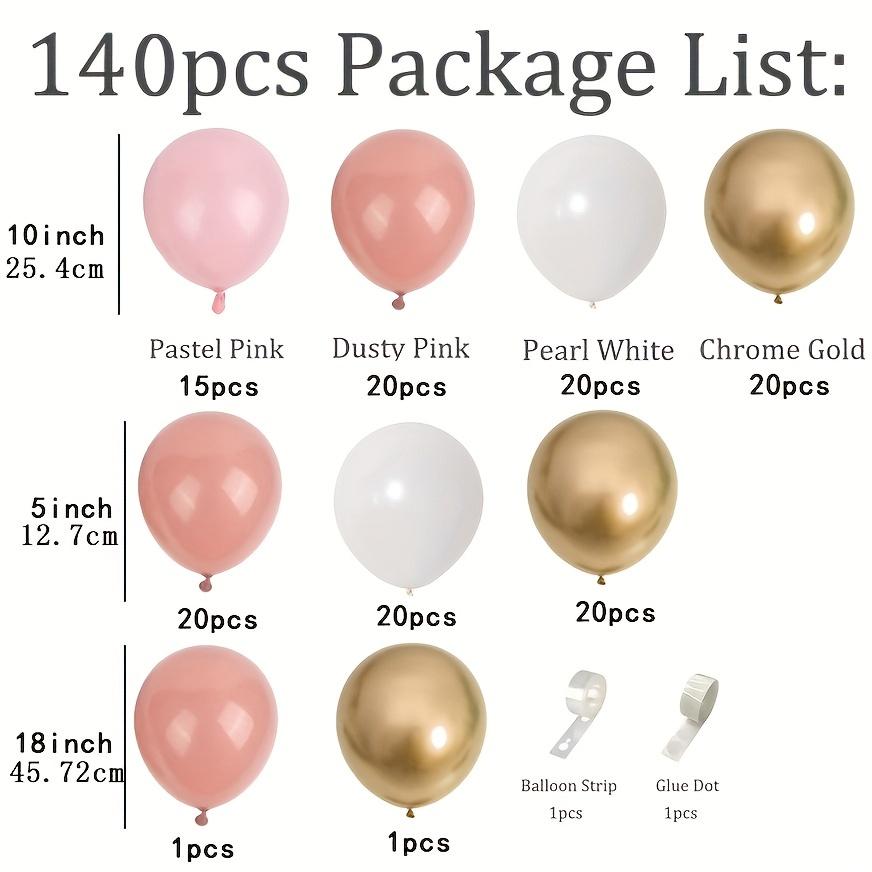 140-Pc Blush Pastel Pink, Peach, Gold, Beige & White Latex Balloon Garland Arch Set - Festive Home Party Supplies for Girls' Birthday, Baby Shower
