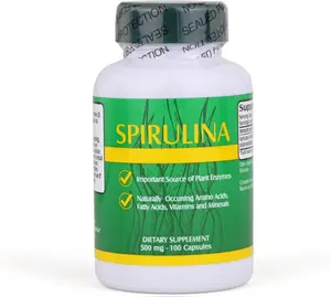 Nu-Health Spirulina 500 mg Capsules – Superfood Blue-Green Algae Supplement with Antioxidants, Plant-Based Protein & Chlorophyll – Supports Energy, Immunity & Detox – Non-GMO, 100 Capsules