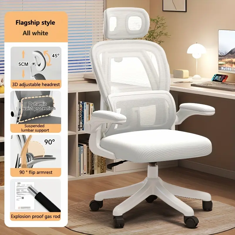Mesh Computer Chair with Waist Support Armrest Interior Department Chair Ergonomic Desk Chair Office Chair Swivel Chair for Game Office Chair Comfortable Home Office Desk Chair