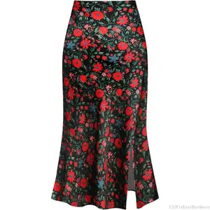 Leopard Print Skirt for Women Cheetah High Waist Silk Satin Elasticized SkirtsC33FixEasyHardware
