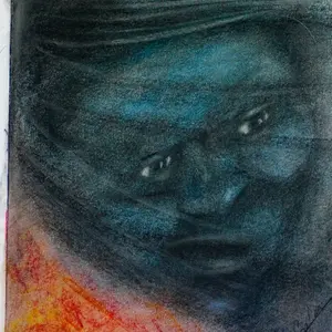 Art Decor Drawing by Jose Galan - Unique Artwork with Expressive Features and Vibrant Colors