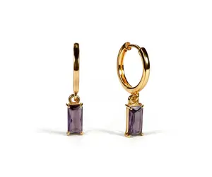 Amethyst Huggie Earrings - February Birthstone