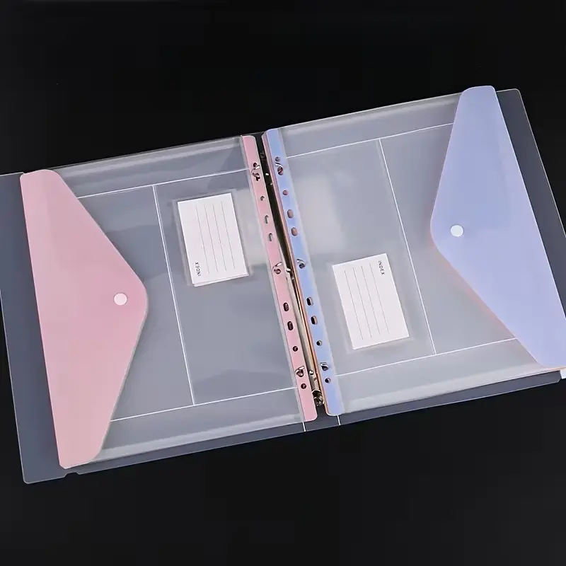 6 Pack High Capacity A4 Ring Binder File Folders, File Organizer, Modern PP Material, Durable Material, Expandable Buttons & Labels, Ideal for School Home Office Travel