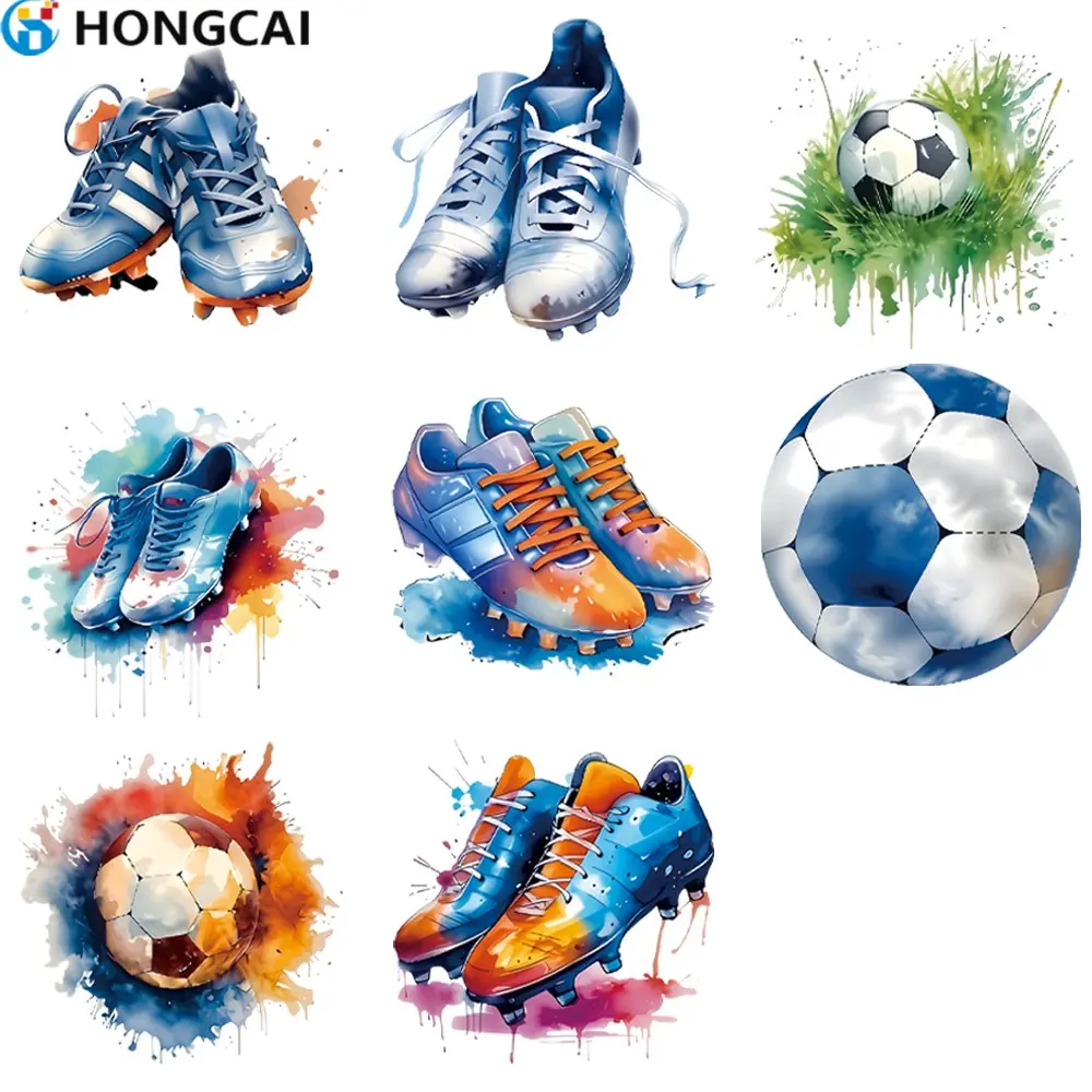 8 Piece Football Theme DIY Heat Transfer Vinyl Stickers, Perfect for T-Shirts, Pillows, Clothing - Mixed Colors, Soccer, Crafts