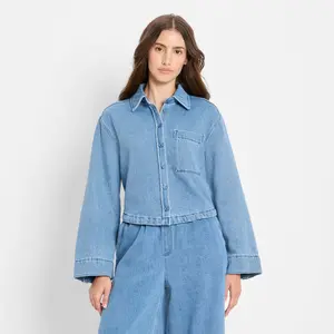 Women's Relaxed Denim Button-Down Shirt - Future Collective