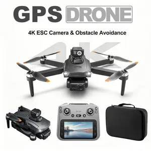 YCMDCGIE 4K ESC Camera Drone with Brushless Motor, Upgraded 4.5-Inch Screen, Foldable Drone, AI Obstacle Avoidance, GPS Smart Return, Gesture Photography, Intelligent Follow, Custom Waypoint Flight, Dual Battery with 50 Minutes Endurance