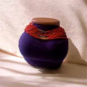 (2 Beads for $30) Hand Made Dark Red & Gold Waist Beads - Elegant Unique Design