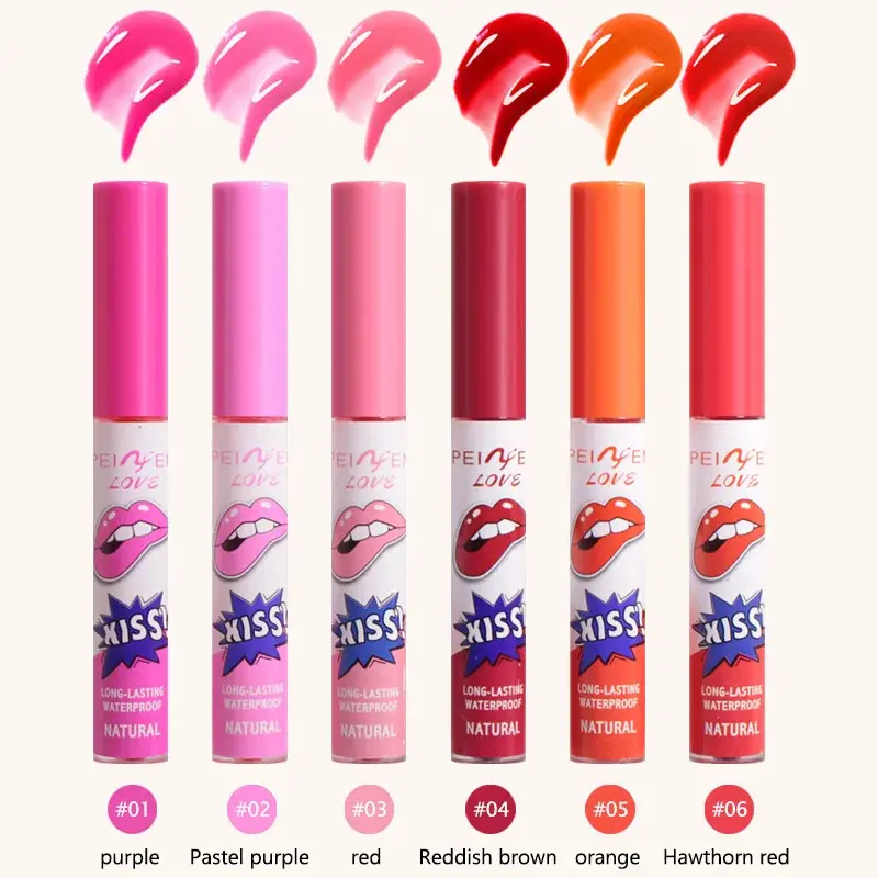 6 Colors Tattoo Color Lip Stain Lip Tint Long Lasting Waterproof Lipstick Sets for Women Peel Off Colored Matte Sexy Color