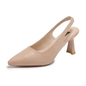 Womens Open Back Pointed Toe Sandals Summer French Style Pointed Toe Buckle Strap Sandals Fashion High Heels