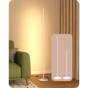 LED Corner Floor Lamp, 57.5" Minimalist Dimmable Sleek Light, Adjustable Height, Standing Tall Lamp for Living Room, Bedroom, Office, 3000K Warm White Light (White)