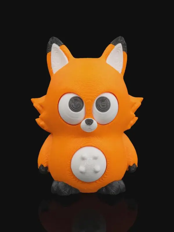 3D Printed Orange Fox Figurine, Cute Kawaii Fox Desk Toy, Handmade PLA Plastic Fox Collectible, Woodland Animal Decor Gift
