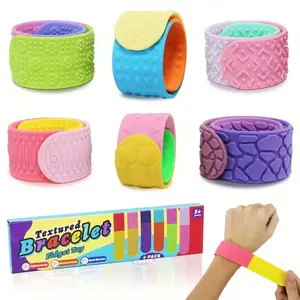 Fidget Toys Slap Bracelets, Textured 6 Counts Silicone Sensory Toys, Autism Calming Sensory Toy, Wearable Stress Fidgets, Stress Relieving Accessory for Adults