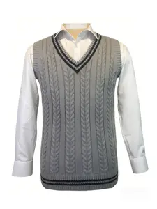 Unisex Casual Classic Knitted V-Neck Pullover Sweater, Slim Fit Allover Stitch Vest, Knitwear, Business Casual Formal Wear, Women Men