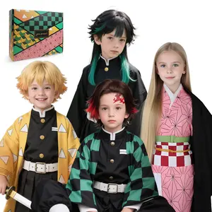 Kids' Anime Cosplay Uniform Set Japanese Style Costume Perfect for Halloween and Pretend Play, for Boys and Girls Kimono Leg Wraps