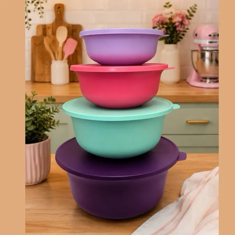 Kitchen Preserving Containers - 4-Piece Stackable Modern Food Storage Bowls Tower Set with Lids & Utensils, Multi Bowl Nesting Non-Aluminum Design for Meal Prep, Flexible Mix & Match Layout