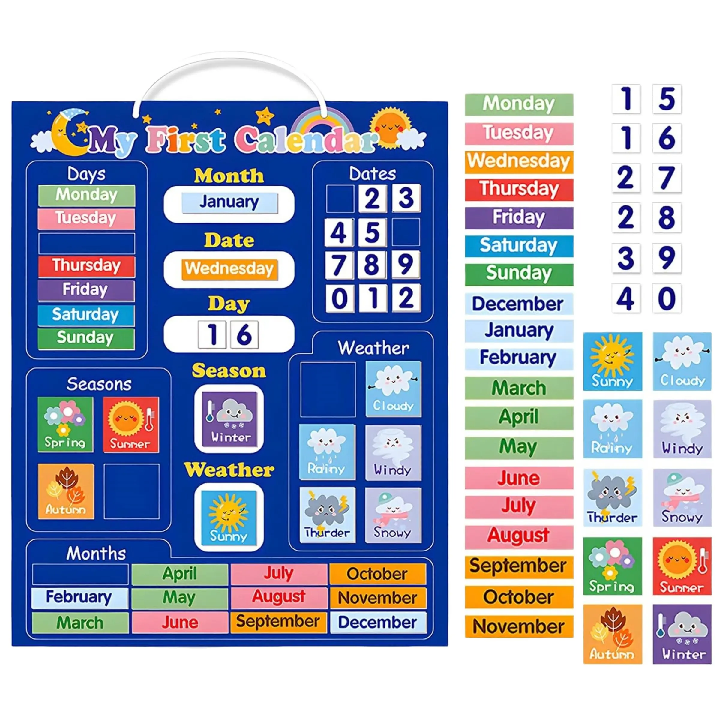 Magnetic Learning Calendar for Kids, Wall Decor, Wall Calendars, Student Calendar, Fridge Calendar Magnetic, Monthly Planner Magnet, Teaching Weather, Dates, Months, Weeks & Seasons, Preschool Classroom Use