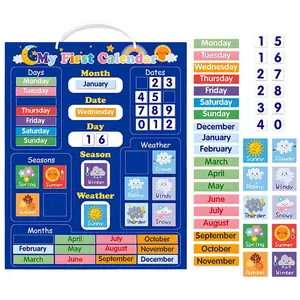 Magnetic Learning Calendar for Kids, Wall Decor, Fridge Calendar Magnetic, Monthly Planner Magnet, Teaching Weather, Dates, Months, Weeks & Seasons, Preschool Classroom Use