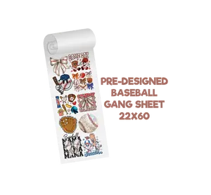 Predesigned Baseball DTF Gang Sheet 22x60 Adult - Youth Sizing