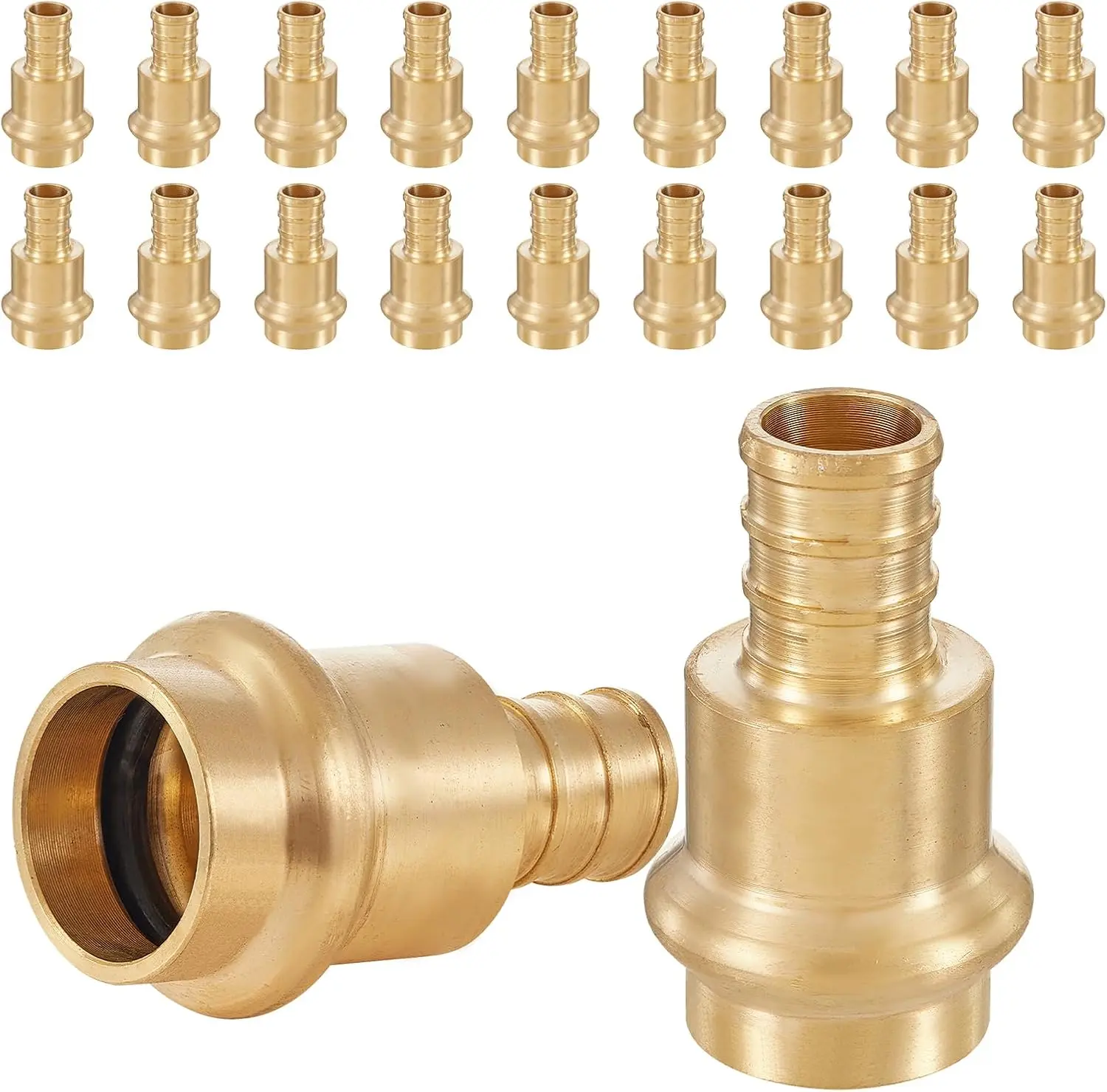 (Pack of 20)  1/2 inch Press X 1/2 inch PEX Crimp Coupling Brass Adapters For Copper and Pex Pipe Connection,(PEX1807344-20PCS)