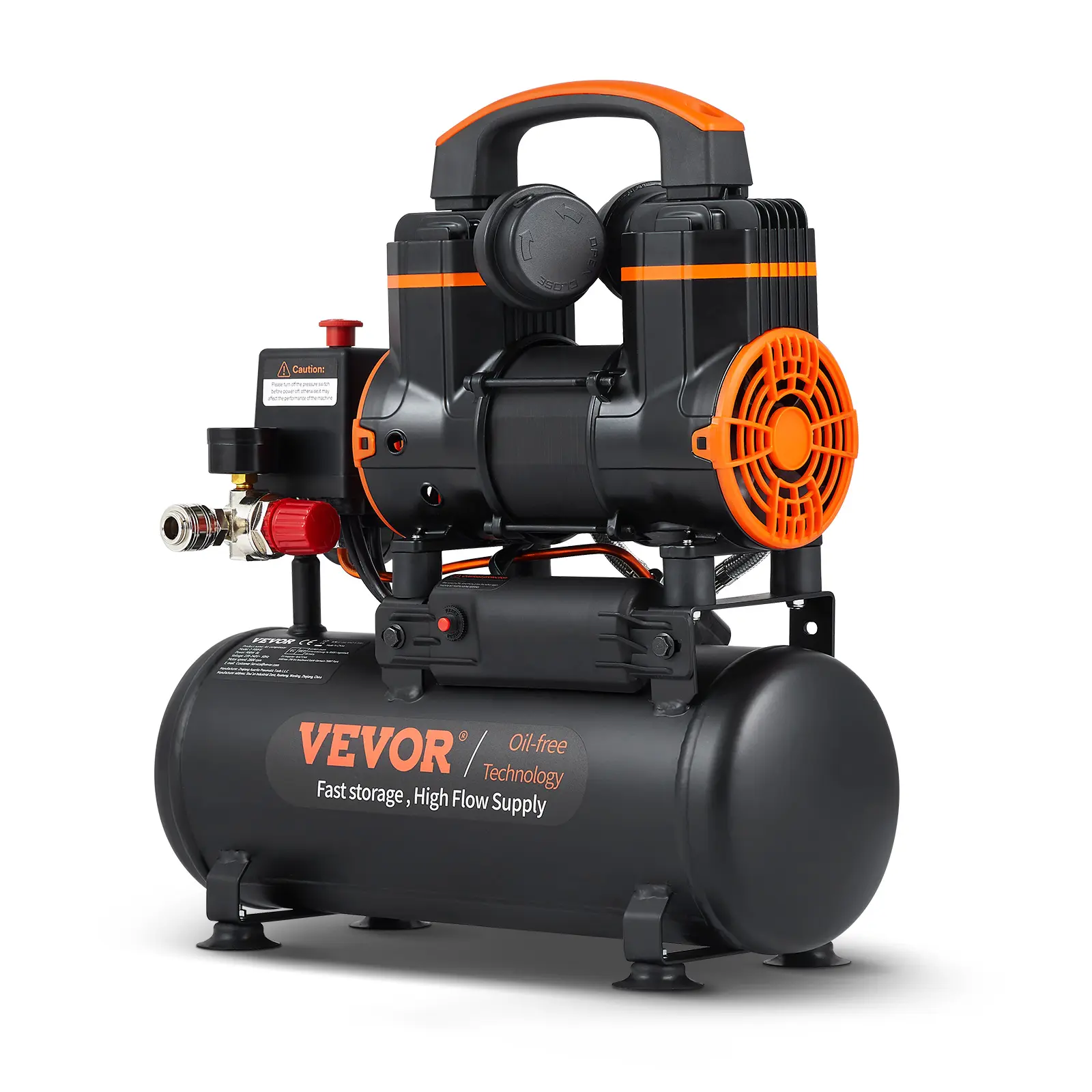 【summerfinds】VEVOR 2.1 Gallon Air Compressor, 1.2HP 2.2 CFM@90PSI Oil Free Air Compressor Tank & Max. 116PSI Pressure, 70 dB Ultra Quiet Compressor for Auto Repair, Tire Inflation, Spray Painting, Woodwork Nailing