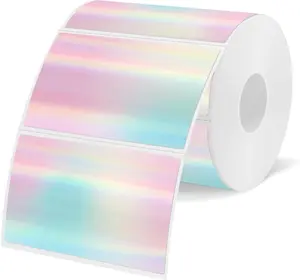 STARBOLING 3x2 Inch Thermal Labels, Rainbow Holographic Thermal Sticker Labels, Glitter Thermals Stickers for DIY, Barcode, Mailing, Perforation Line Design, 200 PCS/1 Roll outdoorfun