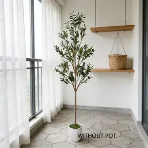 1 piece, 4 to 6 feet in height，Artificial Olive Tree Branches, Realistic Fake Plants for Home Office Decor, No Maintenance Required, Perfect for Indoor Outdoor, Artificial Faux Plants