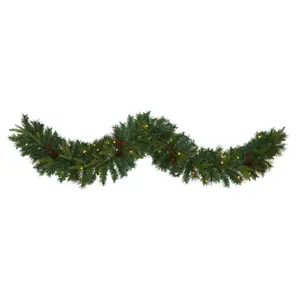 Nearly Natural 6' Mixed Pine Christmas Garland with 35 Lights