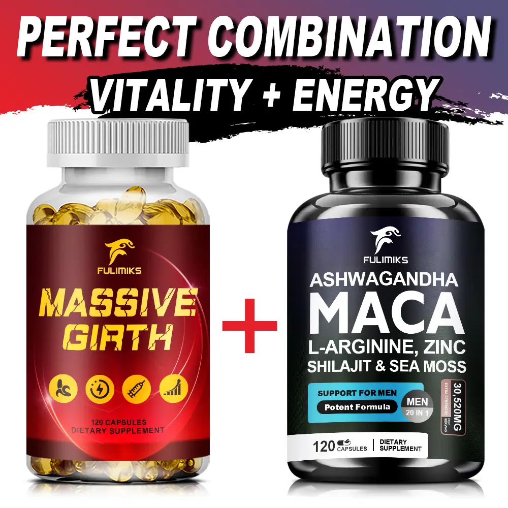 Maca Root Capsules + Massive Girth Men's Capsules, Enhances Performance & Energy...