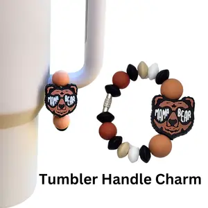 Mama Bear With Sunglasses Tumbler Handle Cup Charm