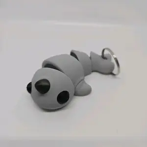 Narwhal Flexi Keychain - Gray Design with Black Eyes and Keyring Attachment